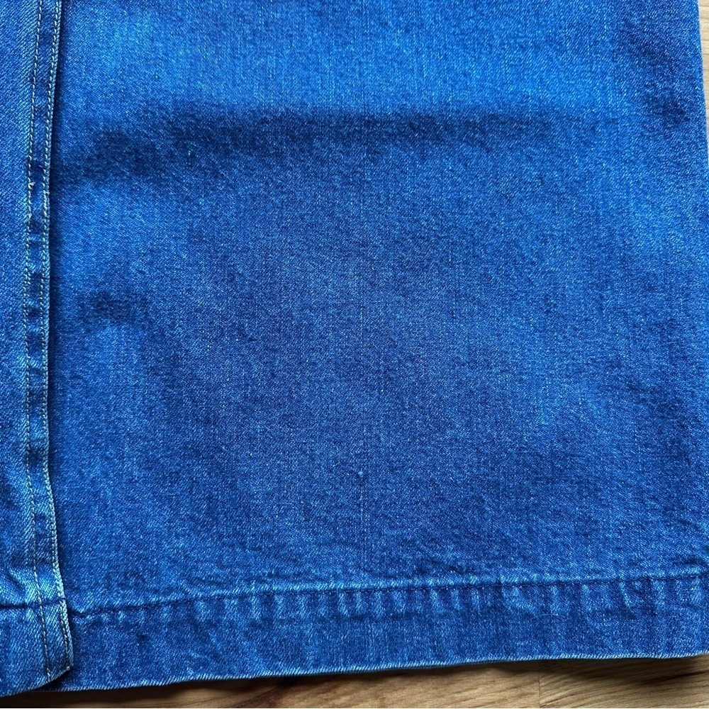 Talbots Vintage Denim Skirt 14 Paper Bag Waist Modest Pockets 90s Preppy - Picture 11 of 16